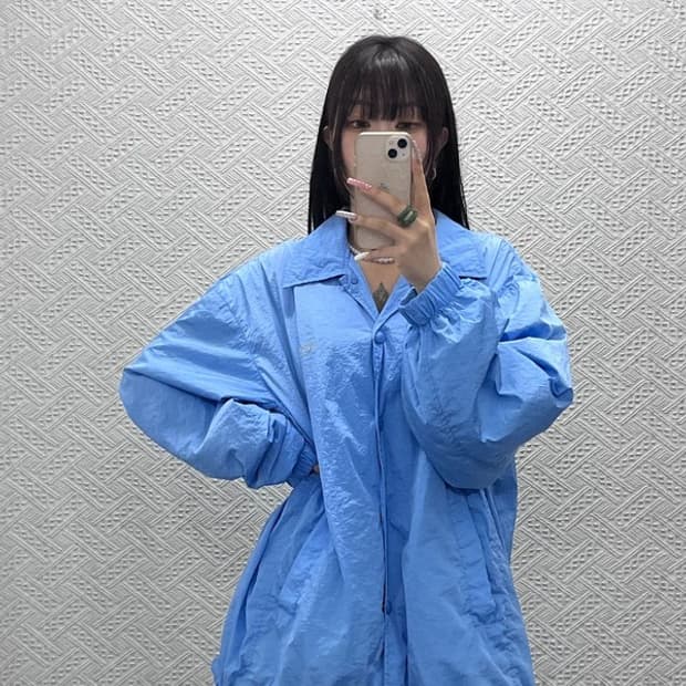 시스템 빈티지 캐주얼 연하늘 바람막이 코치 자켓 110 C13261