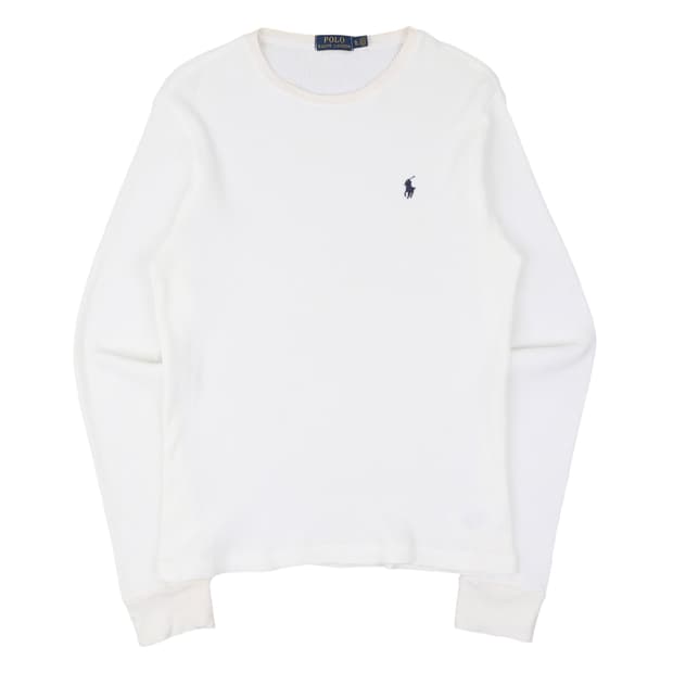 폴로 랄프로렌 화이트 코튼 와플 롱슬리브