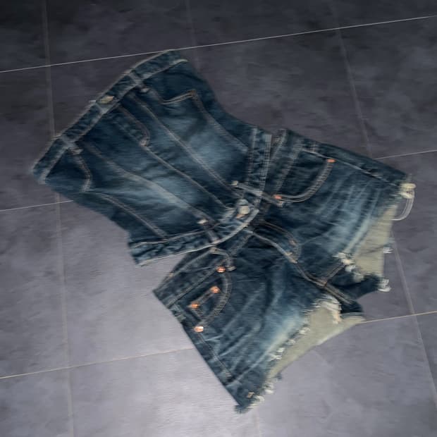 ZARA 자라 데님 탑 & 로우라이즈 숏츠 셋업 *중청