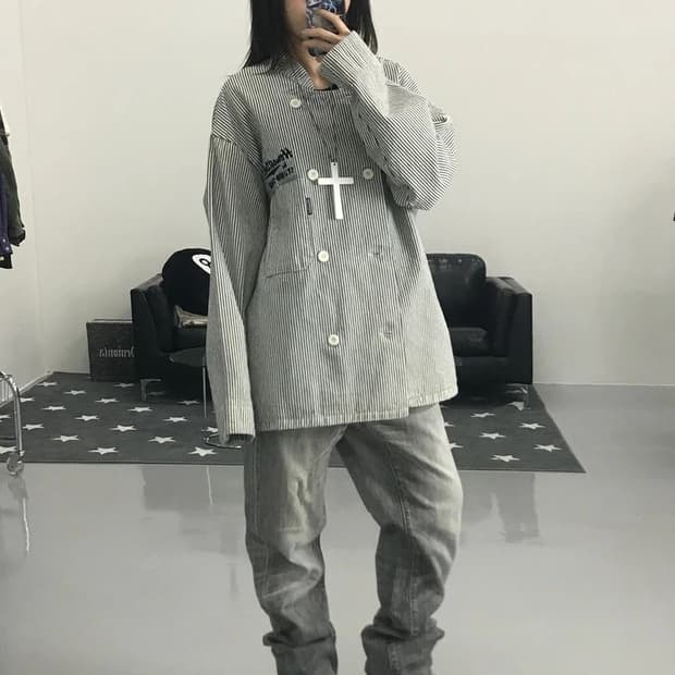 GU X STUDIO SEVEN 스트라이프 자켓