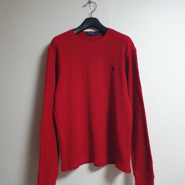 폴로랄프로렌 와플 니트 크루넥 롱슬리브 레드 L
