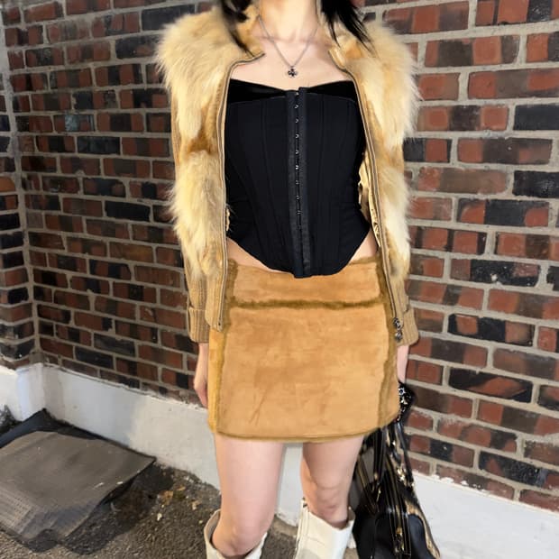 00s y2k 어그 시어링 스커트