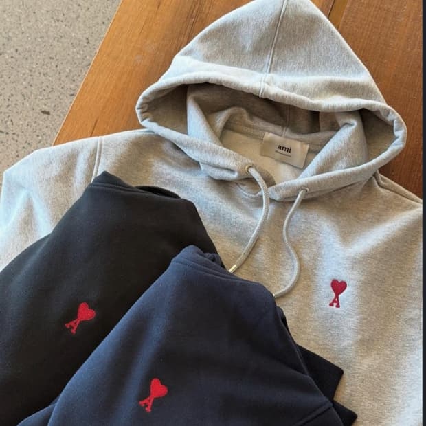 새상품)ami (QR코드) 아미후드티