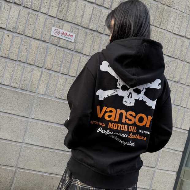 밴슨 오버핏 스컬 로고 후드집업