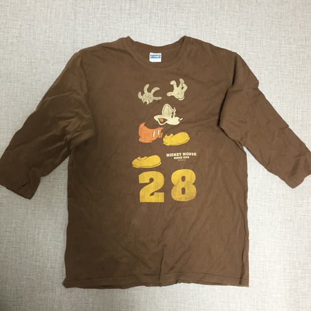 Disney 디즈니 올드스쿨아메카지 미키마우스 7부티셔츠 초코대대장