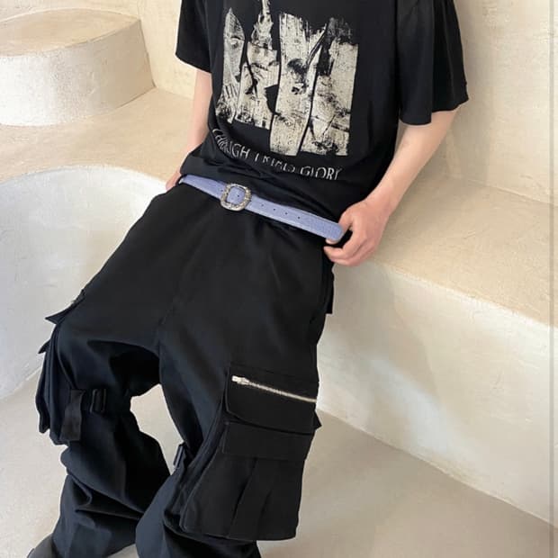[1] 언더마이카 본디지 기믹 빅 더블 카고팬츠 블랙