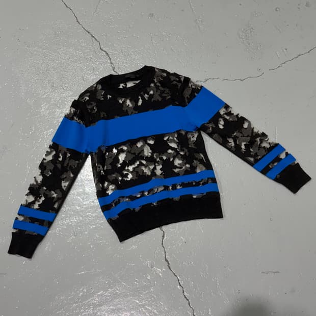 알렉산더 왕(Alexander Wang)카모 패턴 블랙,블루 배색 니트