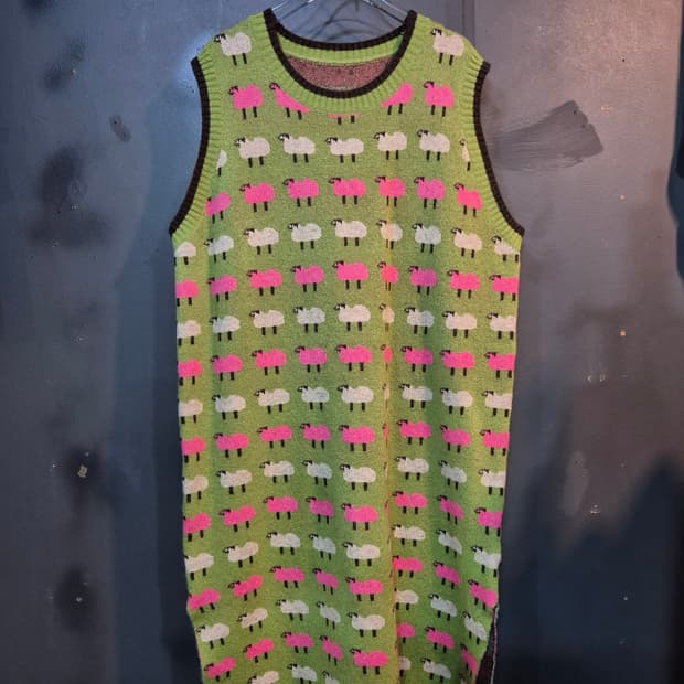 양무늬 니트 조끼 원피스 77 88