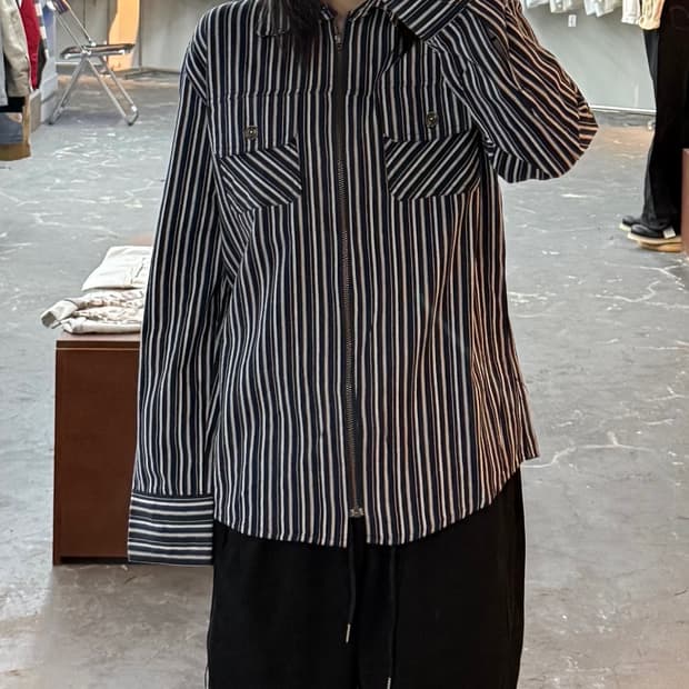 빈티지 VILLAND 스트라이프 셔츠 웨스턴 자켓 H1436