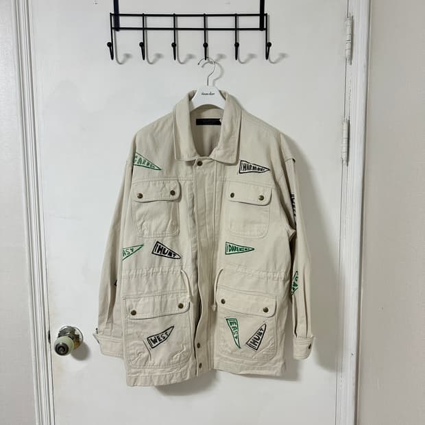 정가 60만원 3(105-110) 다레니모 헌팅 핸드프린팅 사파리 자켓 