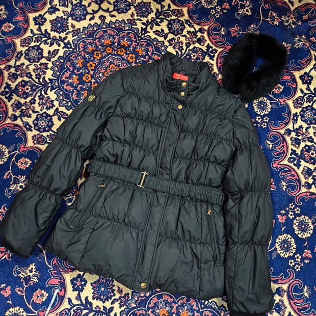 Roberta di camerino 덕다운 벨티드 경량 패딩 자켓 