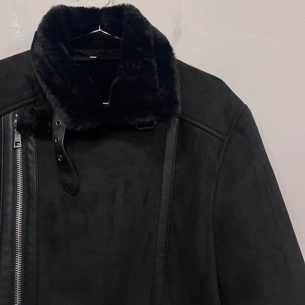 핸드메이드 스웨이드 밍크 모헤어 사선 무스탕