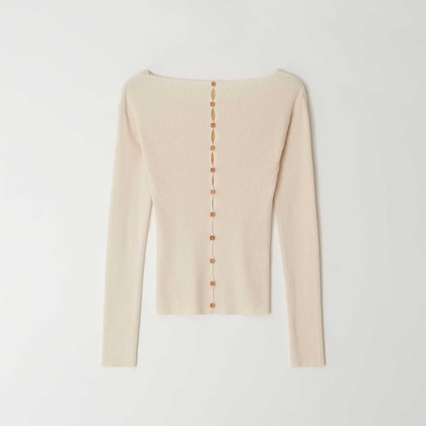 더라이 therye Boat-neck Button Cardigan