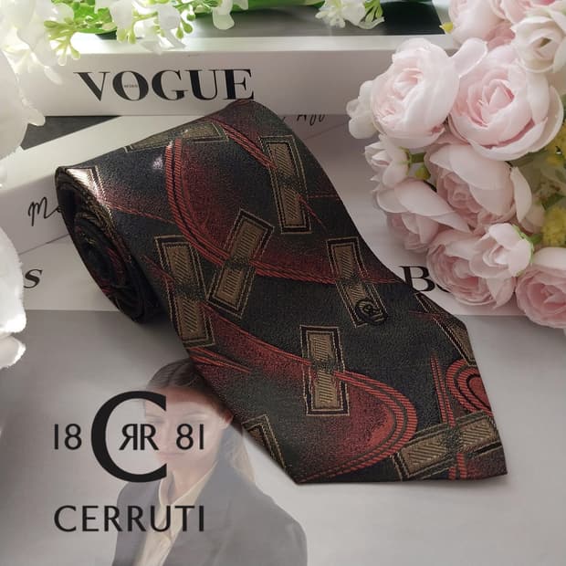 Cerruti Tie - Dark Green Abstract Jacqua