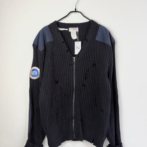 빈티지 디스트레스드 코만도 니트 집업