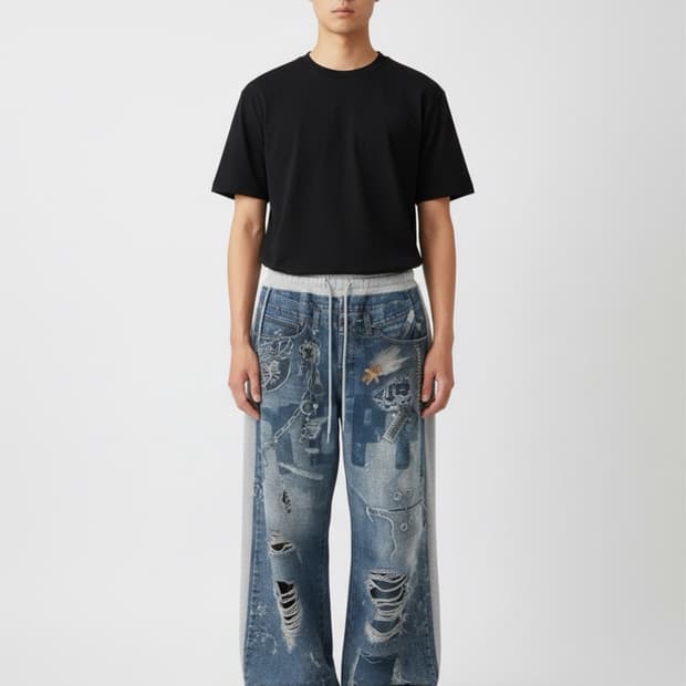 STEPPA 워싱진 디지털프린트 스웨트팬츠