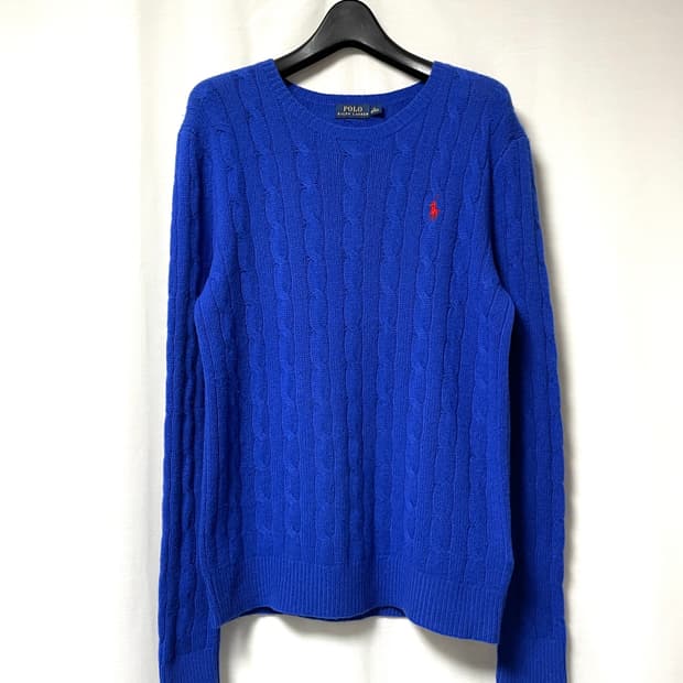 폴로 랄프로렌 여성 메리노 울 캐시미어 케이블 꽈배기 니트 _ 코발트블루