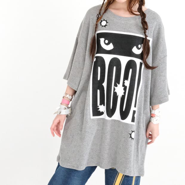 샵페어리 cat's eyes flower waffle top (grey)