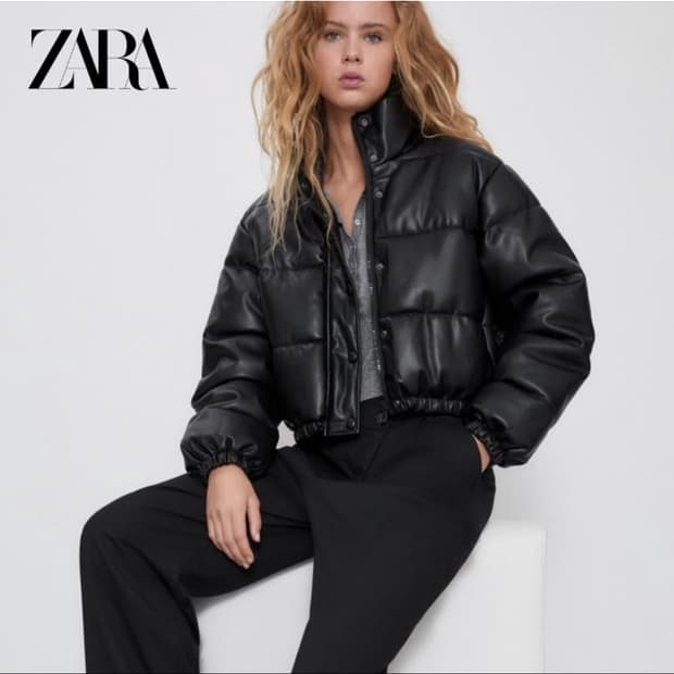 자라 레더 패딩