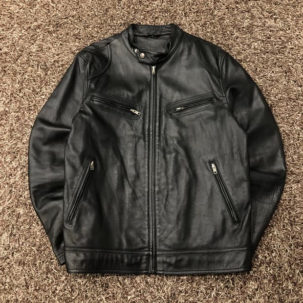 US 폴로 에센 소가죽 바이커 레더 가죽 라이더 자켓