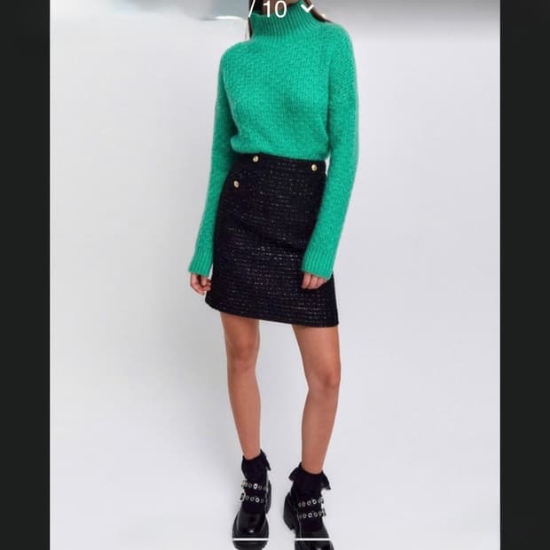 maje 마쥬 펄 트위드 버튼 스커트