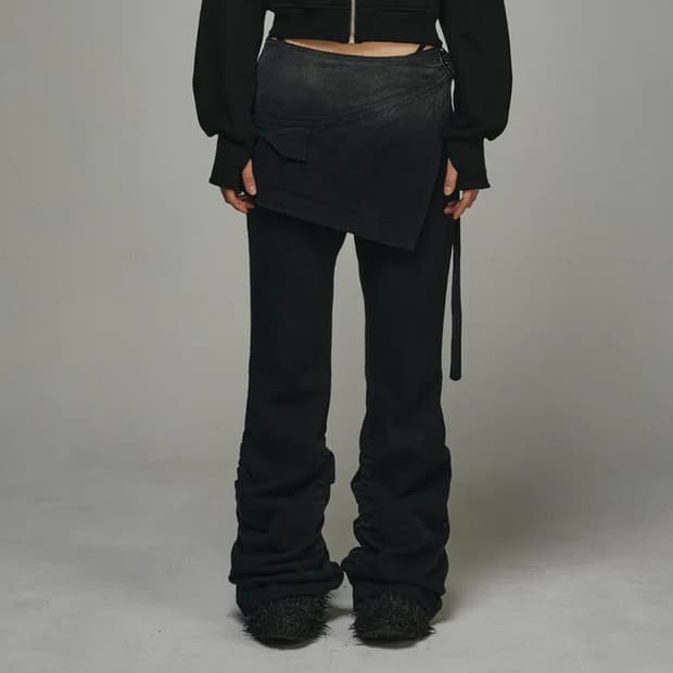 비엘알 Dyed Eyelet Belt Skirt Shirring Pant