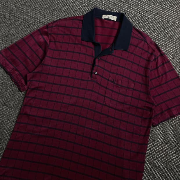 90s 발망 아카이브 체크 패턴 카라넥 반팔 티셔츠 y 3994