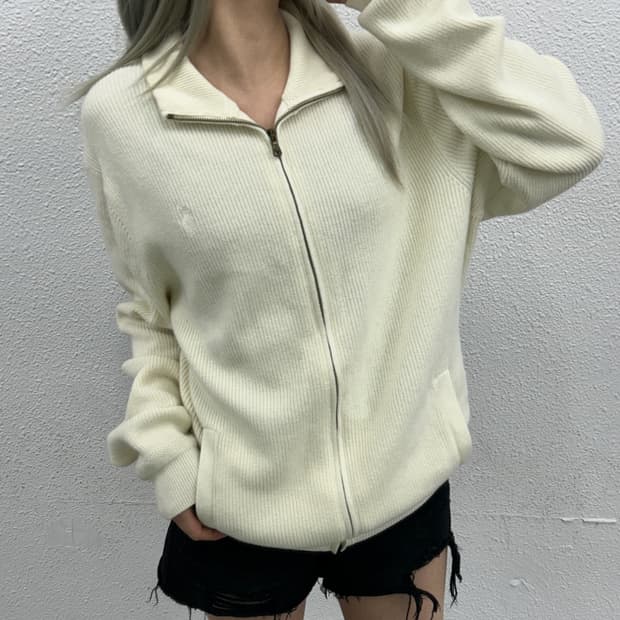 폴로 랄프로렌 화이트포니 화이트 니트 집업 XL