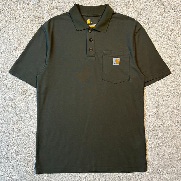 칼하트 CARHARTT 루즈핏 포켓 반팔 카라티 카키
