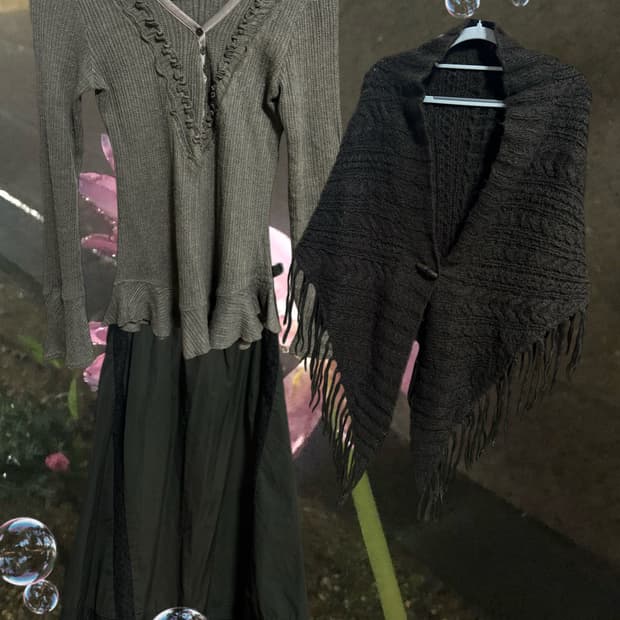 빈티지 초코나무 히피 코디 세트