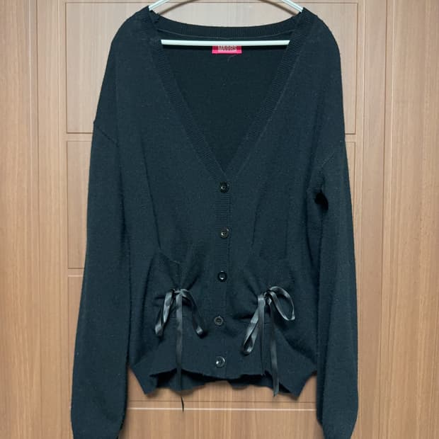 지뢰계 서브컬쳐 갸루 마즈 mars 리본 스트링 블랙 가디건