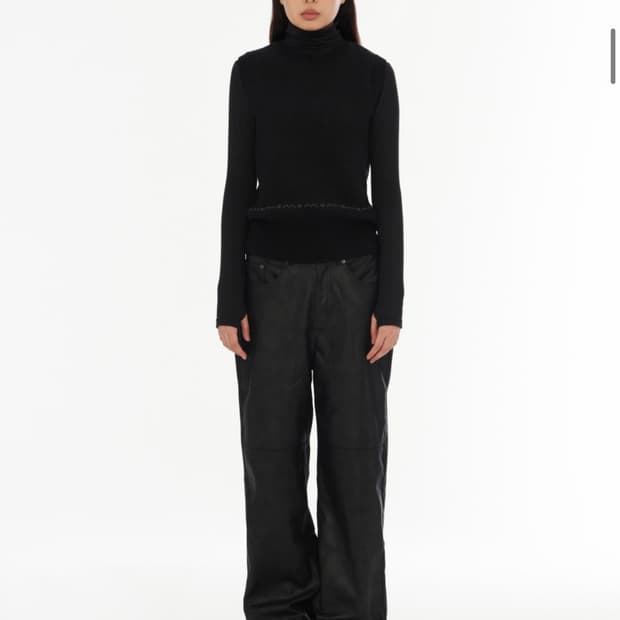 웰빙익스프레스 Washed Vegan Leather Pants Black