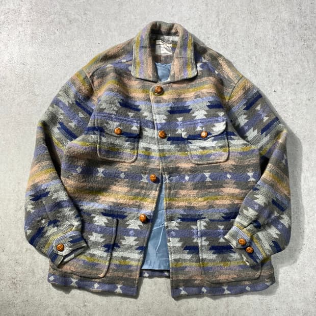 [M] Honey Snow 재팬 나바호 패턴 울 자켓