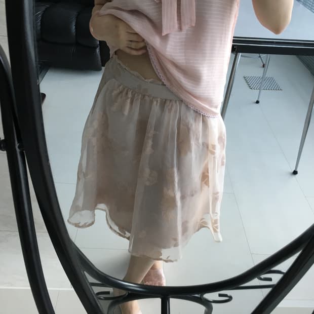 sheer floral organza midi skirt