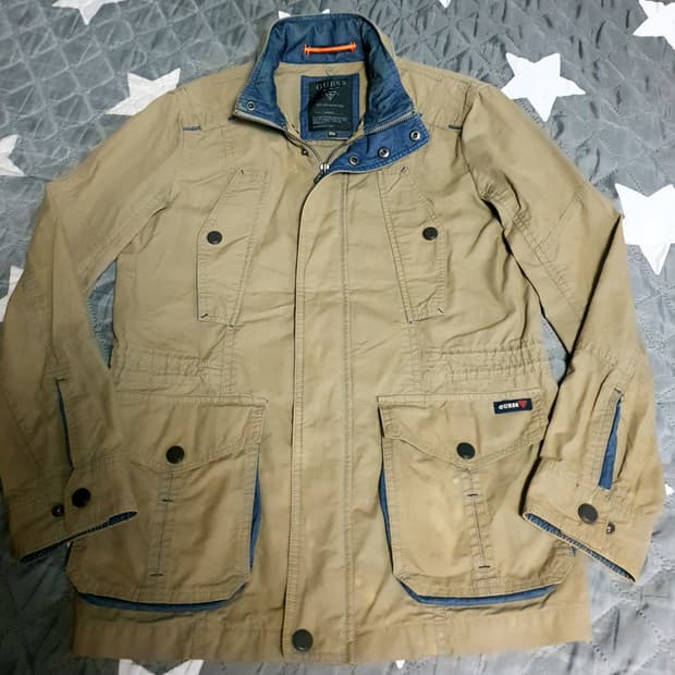 게스 클래식  데님배색 필드 야상 워커 자켓 카키 (M)