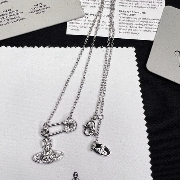 비비안웨스트우드 아카이브 큐빅 세이프티핀 orb 팬던트 목걸이