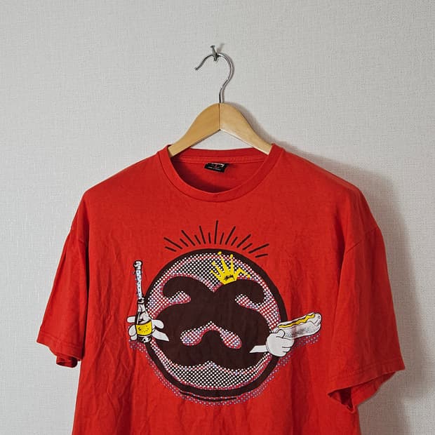 00s 스투시 stussy 프린팅 반팔 티셔츠 레드 정품 L