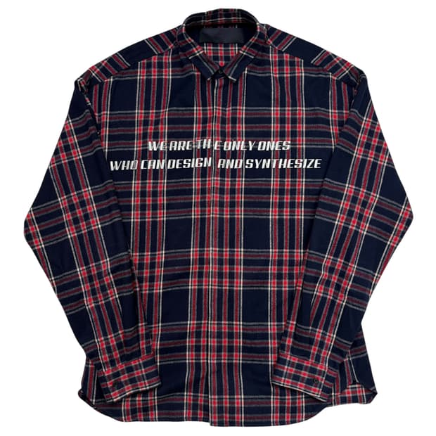 준지 네이비 레드 플란넬 체크 셔츠 L