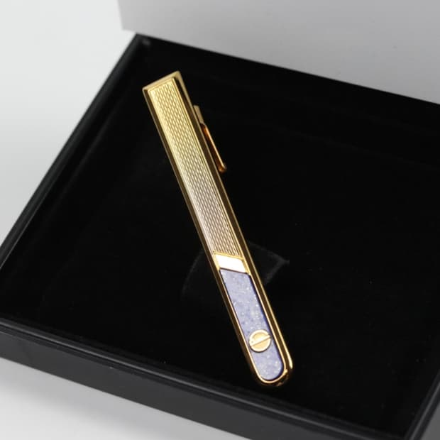 던힐 A등급 6cm 라피스 원석 남자 명품 넥타이핀 빈티지