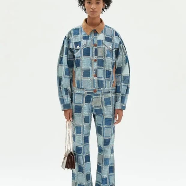 앤더슨벨 포 우먼 패치워크 데님 셋업 