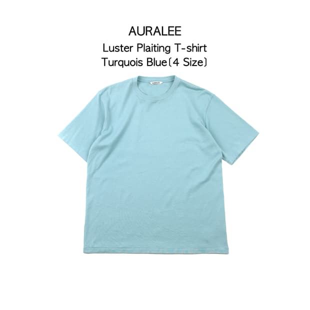 Auralee 루스터 플레팅 티셔츠 터키석 블루