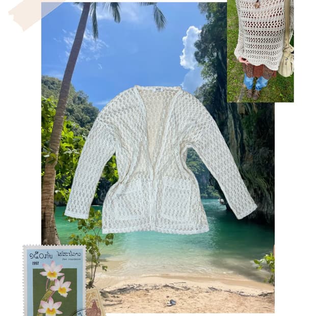 빈티지 아이보리 크로셰 가디건 