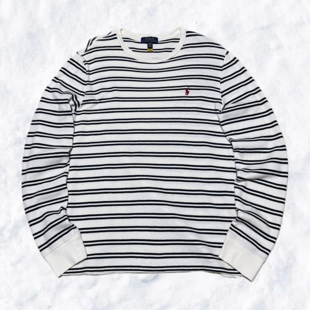 폴로 랄프로렌 스트라이프 화이트 네이비 니트 긴팔 