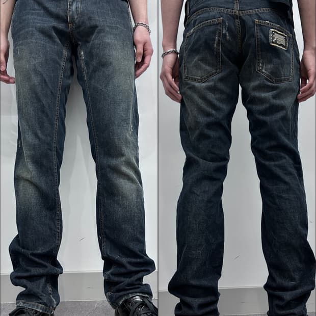 돌체앤가바나 다크 워싱 데님 팬츠