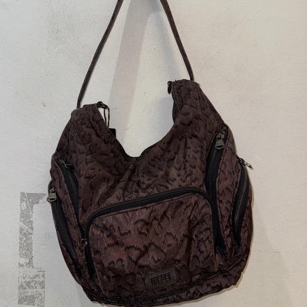 Diesel leopard nylon shoulder bag  