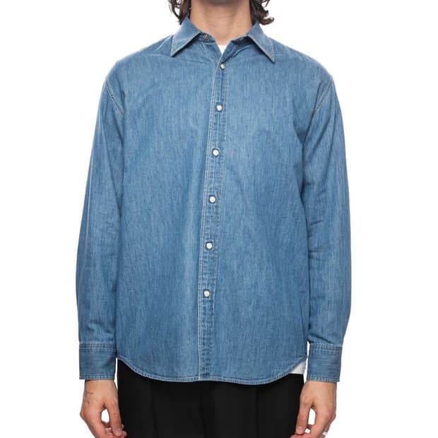오라리 셀비지 슈퍼 라이트 데님 셔츠 와시드 인디고 5