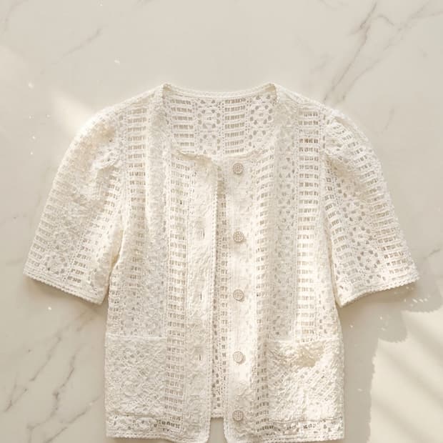 조르쥬 레쉬 자수 아일렛 반팔 가디건 (상태 최상)