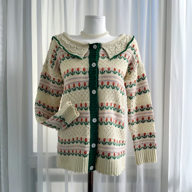 플라워 니트 가디건