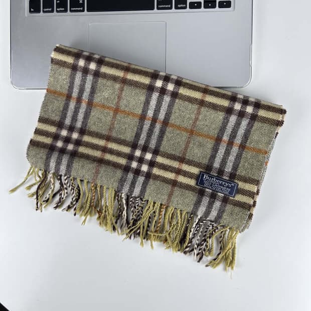 6928 버버리 노바 체크 그린 머플러 (캐시미어)