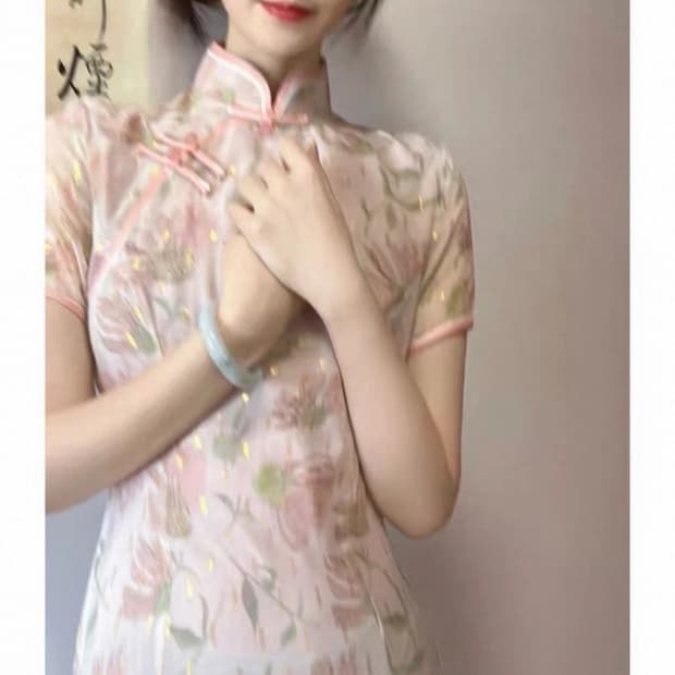 핑크 롱 치파오